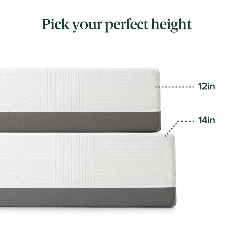 Nora Medium Cooling Gel Memory Foam Mattress with Cooling Cover, Queen, 12"
