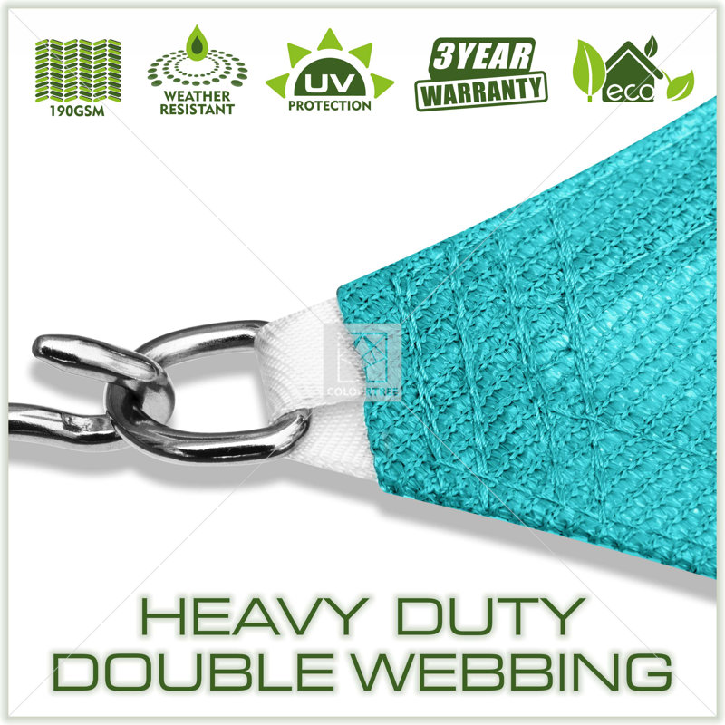 Turquoise 10 ft x 13 ft HDPE Patio Sun Shade Sail Canopy