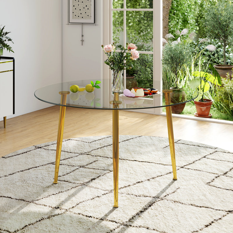 Table ronde en verre trempé transparent 47 po