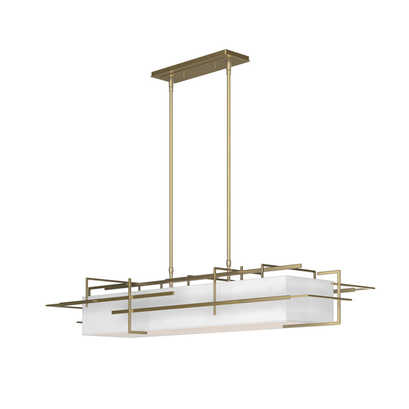 4 - Light Kitchen Island Linear Pendant, Modern Brass, Natural Anna