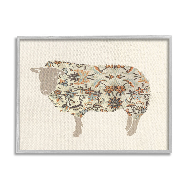  traditionnel à motif de moutons par Lil 'Rue, H 24 po x l 30 po x P 1,5 po, Estampe numérique Farmhouse
