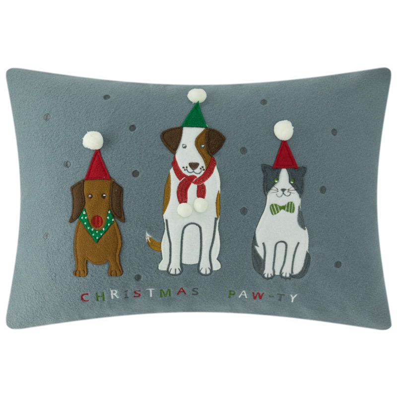 Housse de coussin décoratif de Noël 14 x 20 po, Gris
