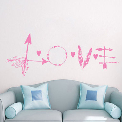 Décalcomanie murale flèche en plumes love