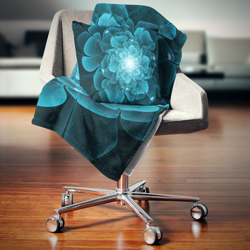 Coussin décoratif floral à fleurs fractales, 18 po x 18 po, Coussin décoratif