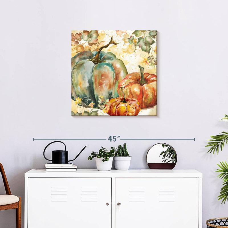 Yarlin, récolte d'aquarelle bleu sarcelle citrouilles I