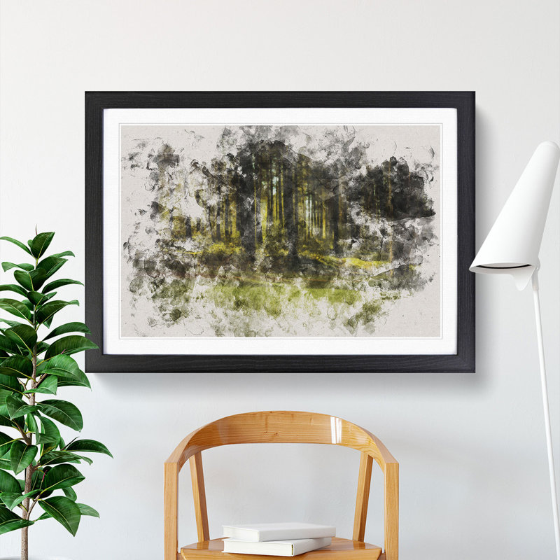 Green Forest Vol.4 - Picture Frame Graphic Art, 36cm H x 48cm W x 2cm D, Black Framed