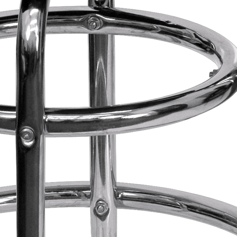 Piya Double Ring Chrome Barstool, Black, 1