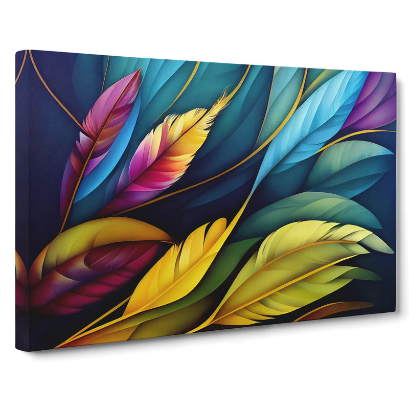 Colourful Bird Feathers Vol.4 - Wrapped Canvas, 40cm H x 60cm W x 3cm D