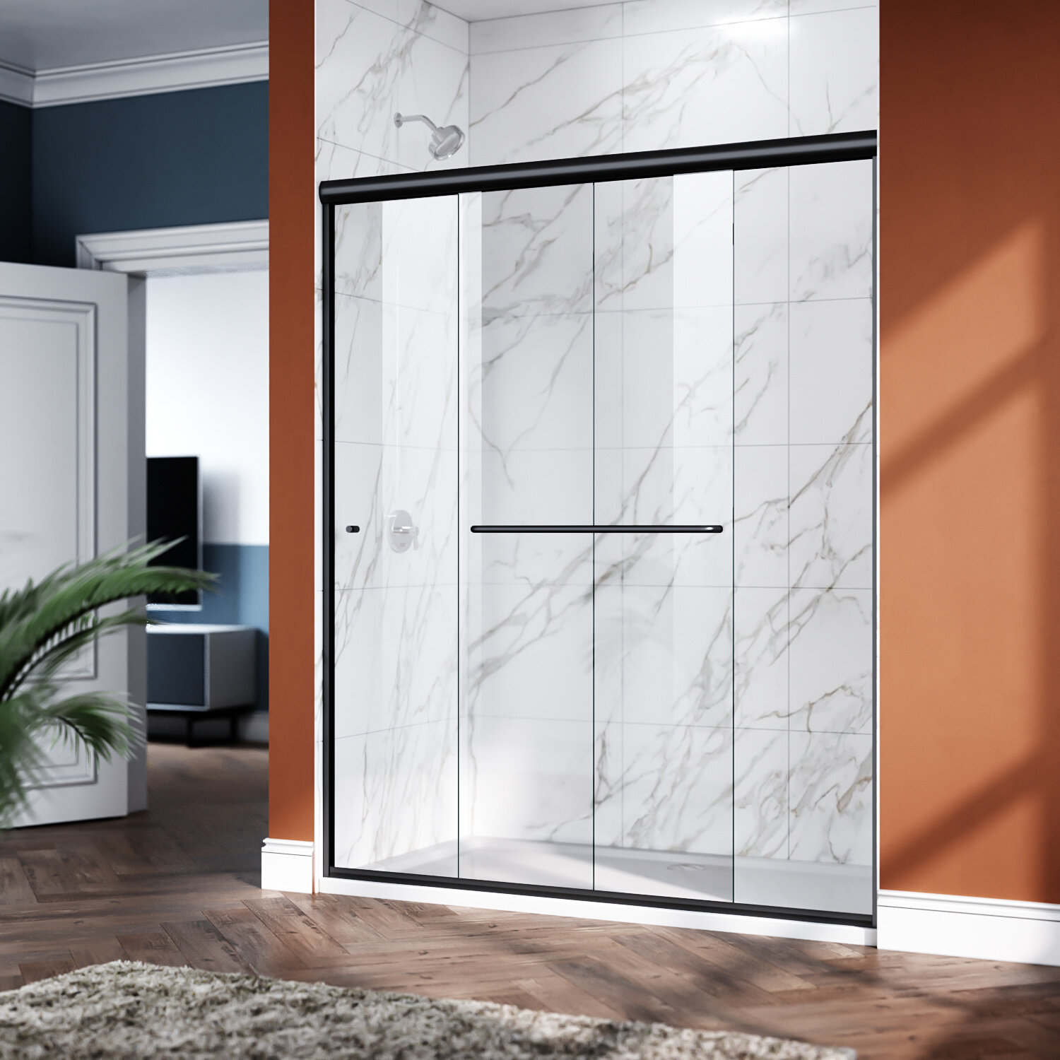 Rotolo Semi-Frameless 3/8-inch Glass Sliding Shower Door