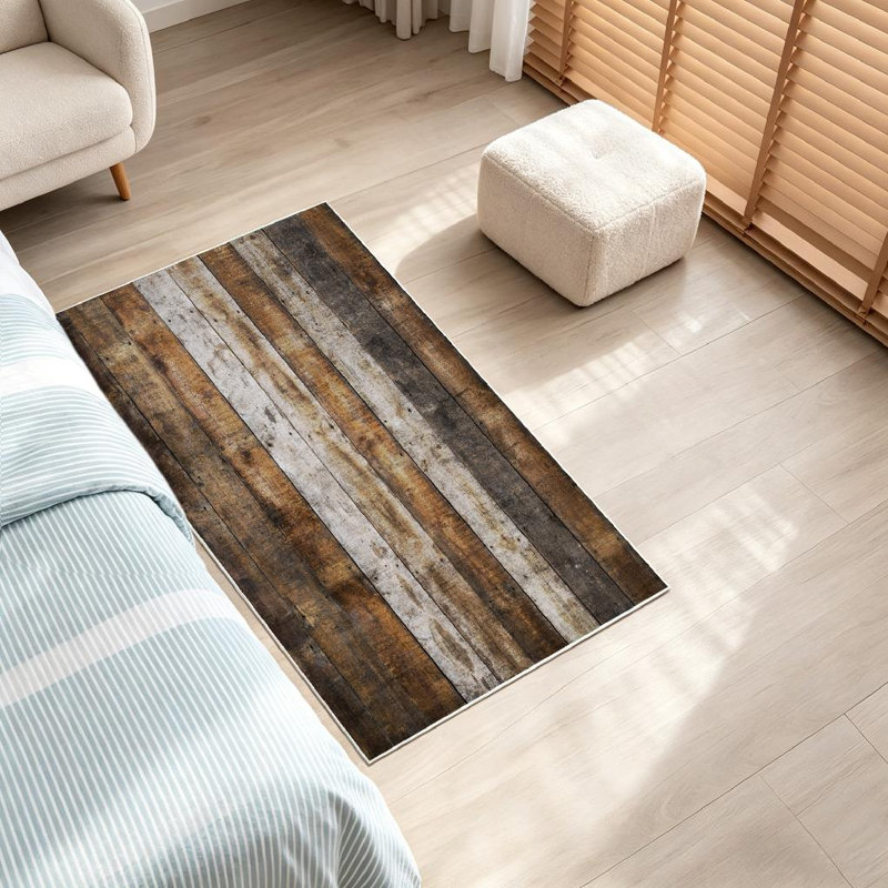 Tapis d'intérieur rustique vieilli blanc, Rectangle 32" x 47"