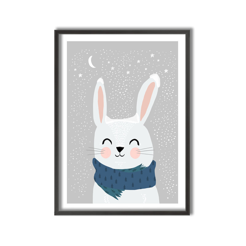 Pop Art & Retro Snow Bunny Framed Art, 16" H x 24" W x 1" D