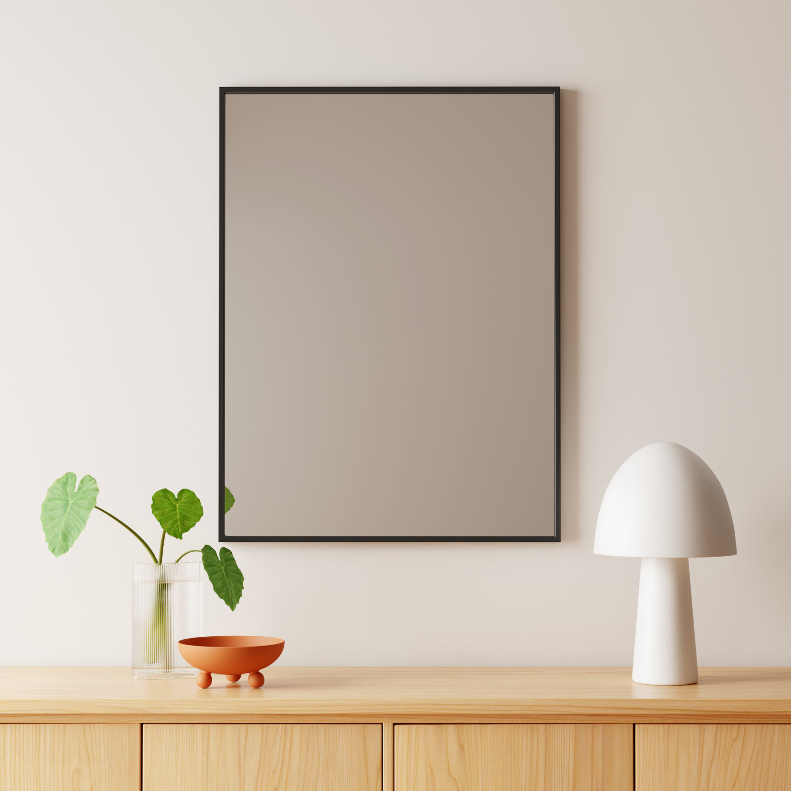 Sabine Metal Rectangle Wall Mirror, 36" x 27", Black