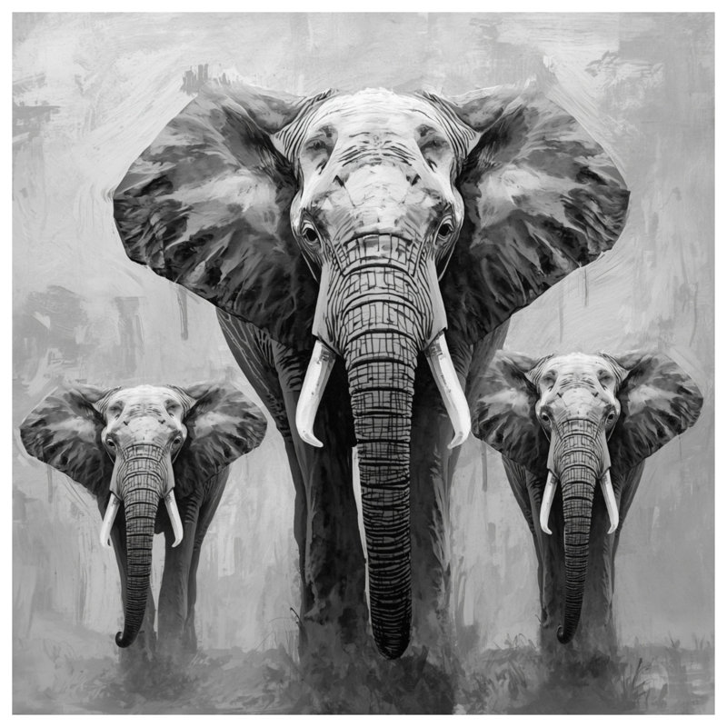 Three African Elephants Bath Mat, 24in W x 17in L