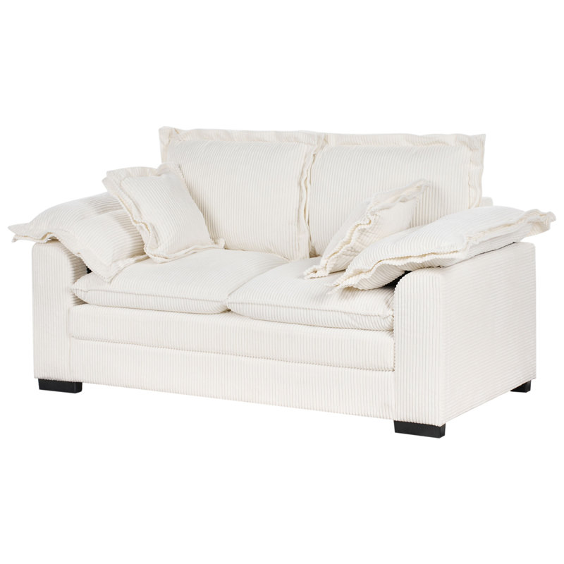 2 Seater Jumbo Cord Sofa Brown TIRRO, White