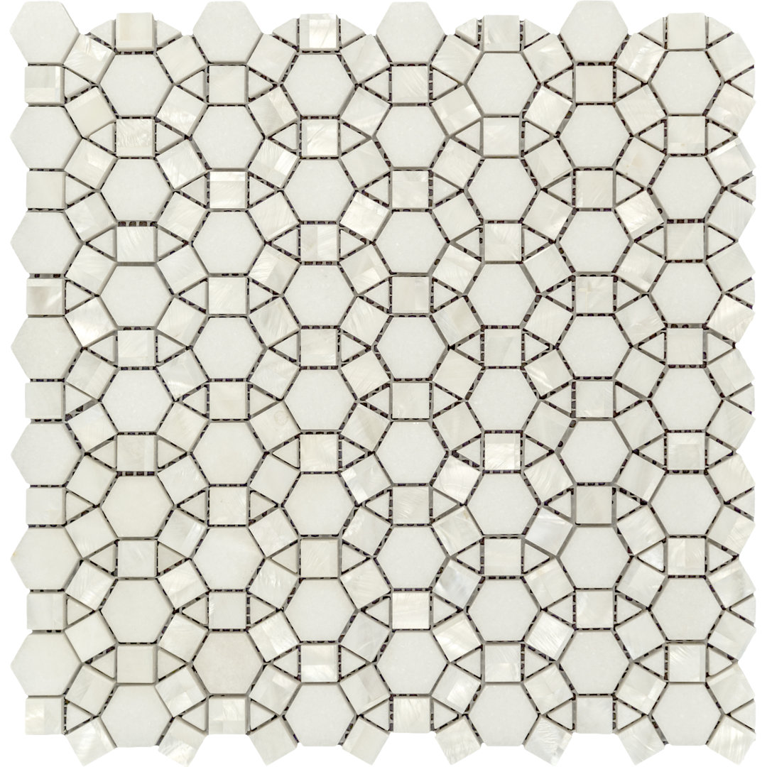 Flora 3" x 3" Marble Novelty Mosaic Wall & Floor Tile (Set of 5) Belluno Designs 
