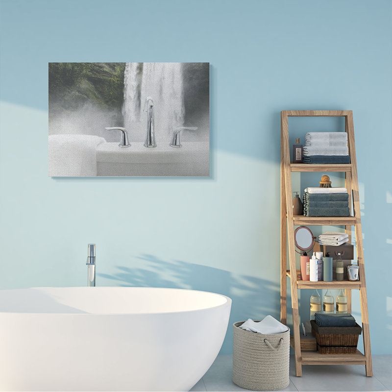 «Waterfall Bath Time Abstract Bathroom» par Milli Villa - reproduction de photo, H 30 po x l 40 po x P 1,5 po, Toile tendue
