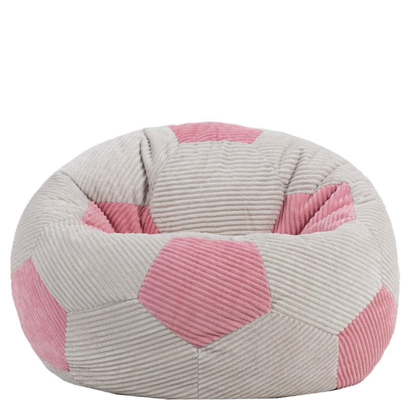 icon Kids Football Print Corduroy Classic Bean Bag, Black, Pink