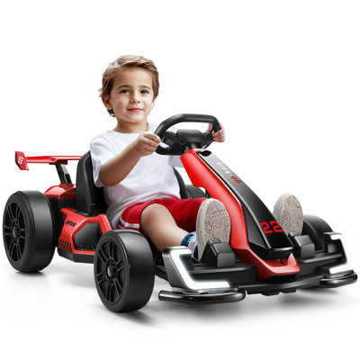 Go Kart Electric Drift Kart Car With Adjustable Seat, 24V Outdoor Ride On Toy With 4 Speed Mode