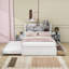 Lit plateforme en bois avec lit gigogne, tablettes et tiroirs Preli-93363208
