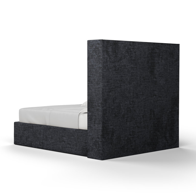 Kaiser Upholstered Wingback Bed, Twin, Crushed Velvet Graphite