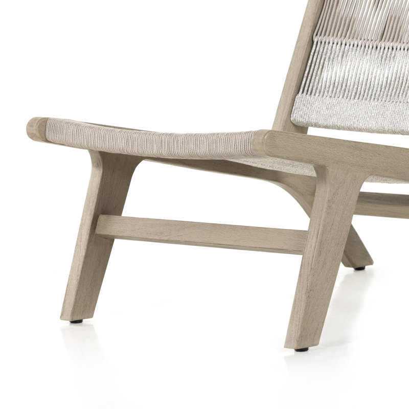 Julian Outdoor Teak Lounge Chair, Heathered Gray Rope, Weathered Gray