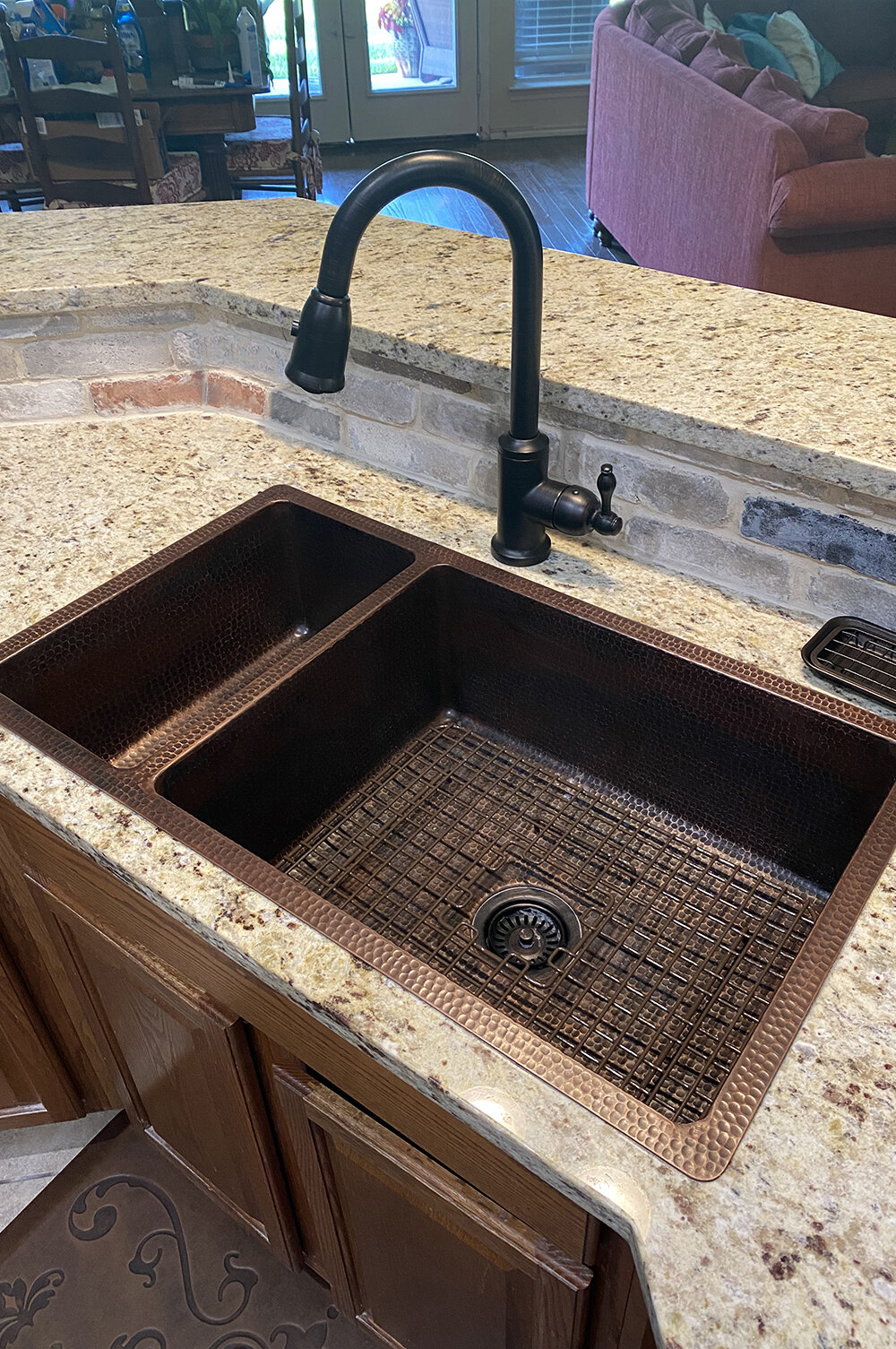 D Shape Hammered Front Apron Copper Kitchen Sink - Stock Clearance