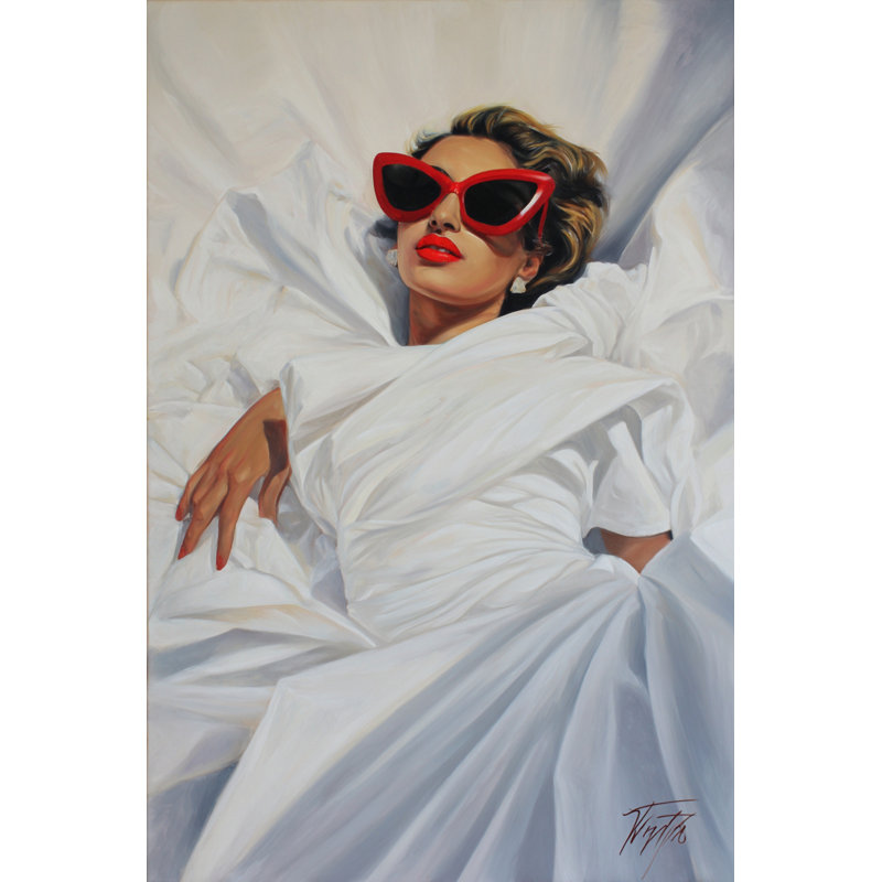 Art mural sur toile rouge, H 36 po x l 24 po x P 1,5 po