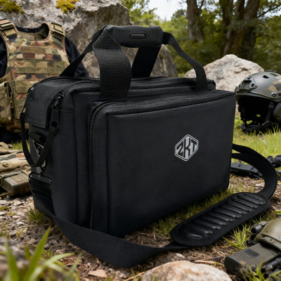 Sac à outils et à portée de main robuste 1000D Tactical Range - Étui de tir à fond rigide avec 4 fentes pour pistolet, poches magiques et pochettes de rangement - Équipement utilitaire durable pour la mécanique, les sports de tir, l'IPSC, l'IDPA