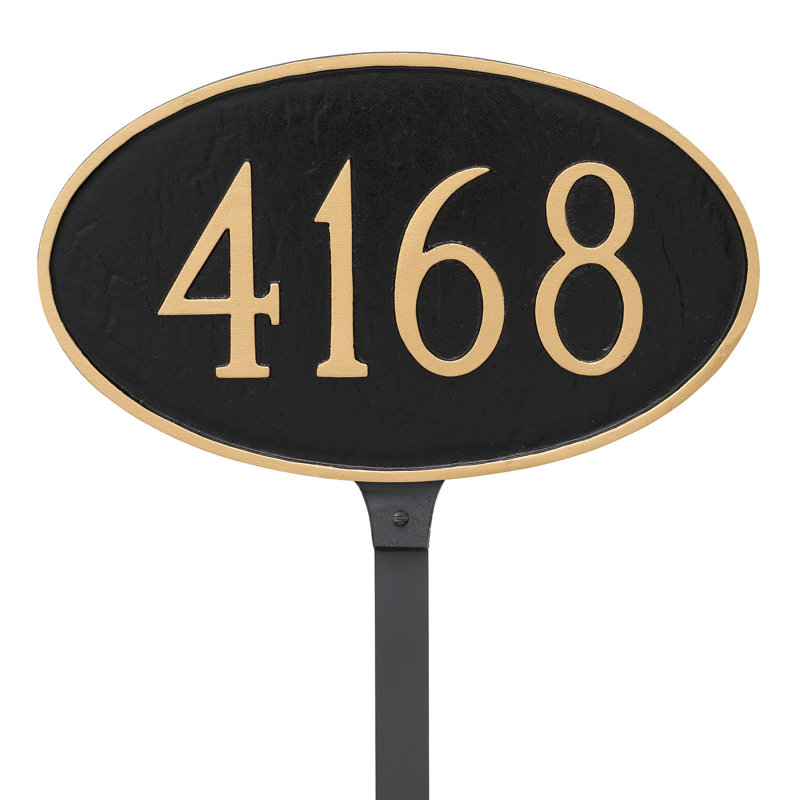 Plaque d'adresse pour pelouse sur 1 ligne, Bronze vieilli / doré