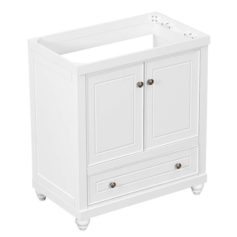 White 30" Freestanding Bathroom Vanity with Drawer and Doors