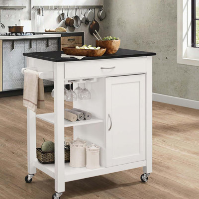 Chariot de cuisine noir et blanc avec 1 armoire