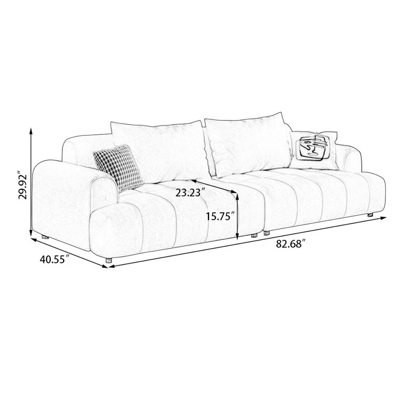 Coussin modulaire 100% polyester, Blanc, H 29,92 po x l 82,68 po x P 40,55 po, 2