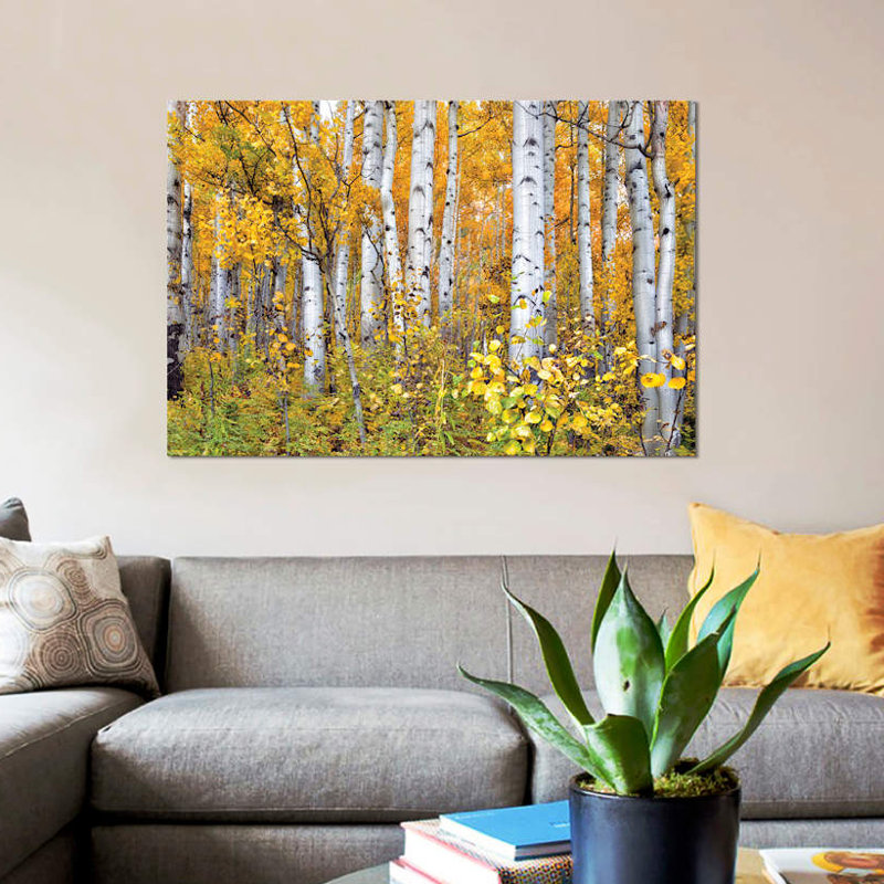 «Yellow Woods IV», reproduction sur toile, H 8 po x l 12 po x p 0,75 po, Toile tendue, Pas de tapis