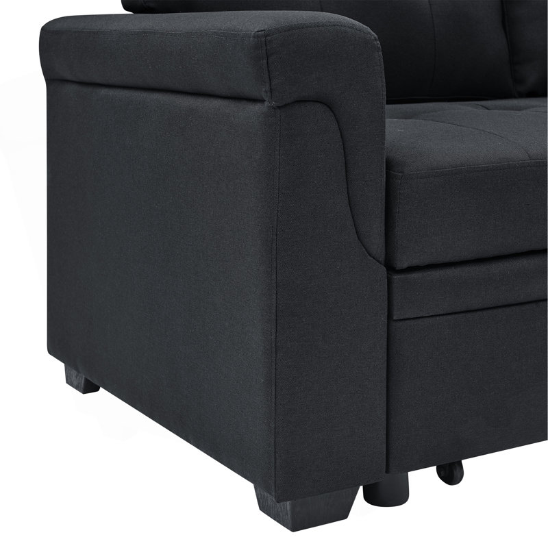 Canapé-lit rembourré 86 po, Black