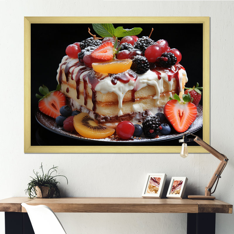 Tropical Fruits Cake Mmmmmmm - Food & Beverage Wall Art Prints43, H 30 po x l 40 po x P 1,5 po, Or