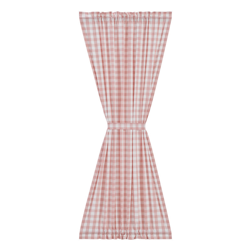  Annie Buffalo Check 100% Cotton Curtain, Pink