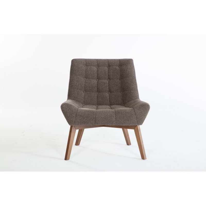 Revere 31.5'' Wide Tufted Side Chair, Brown Polyester Blend