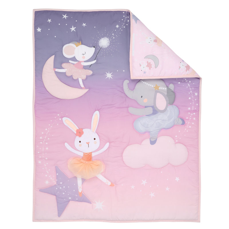 Pink and Lavender Microfiber Baby Girls' Quilt Set