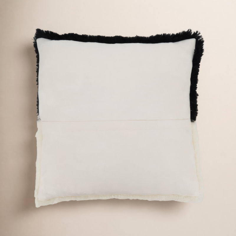 Coussin en peau de mouton Shearling Collection, Noir, polyester