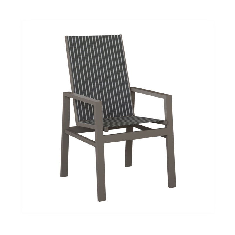 Chaise de salle à manger en aluminium graphite à haut dossier berlinois berlinois Vida, Whisper rayé bleu marine