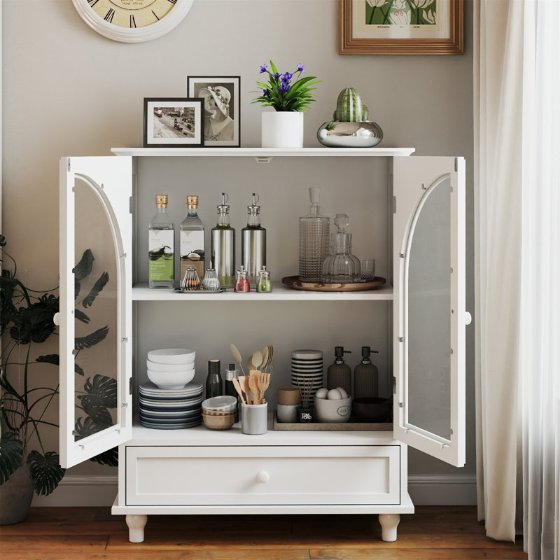 Buffet en verre arqué, Blanc