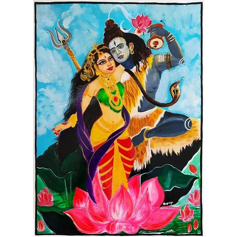 Lord Shiva et Shakti | Acrylique sur toile | Par Supriya Jammalamadaka