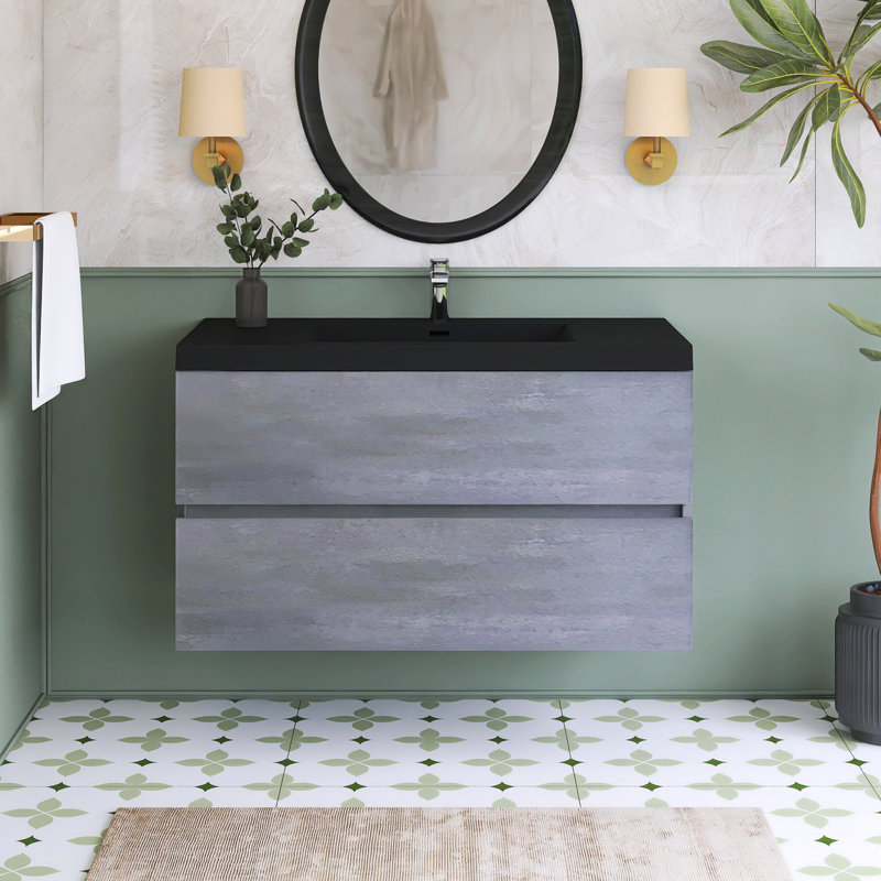 Ensemble de meuble-lavabo simple 41,93 po avec plateau en quartz Ayvah