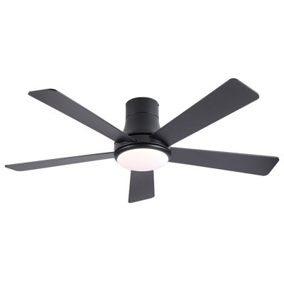 52 in. Farmhouse Matte Black Integrated LED Smart Ceiling Fan with DC Remote Control for Bedroom, Living Room