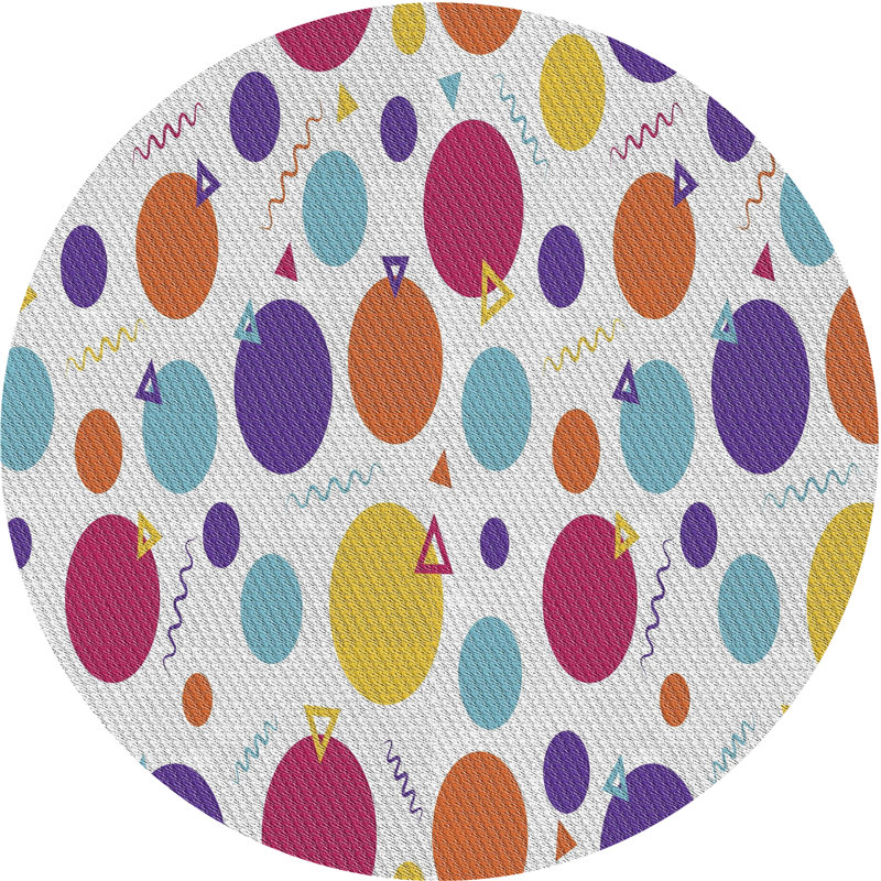 Tapis motif rose/vert/jaune, Rond 4 pi