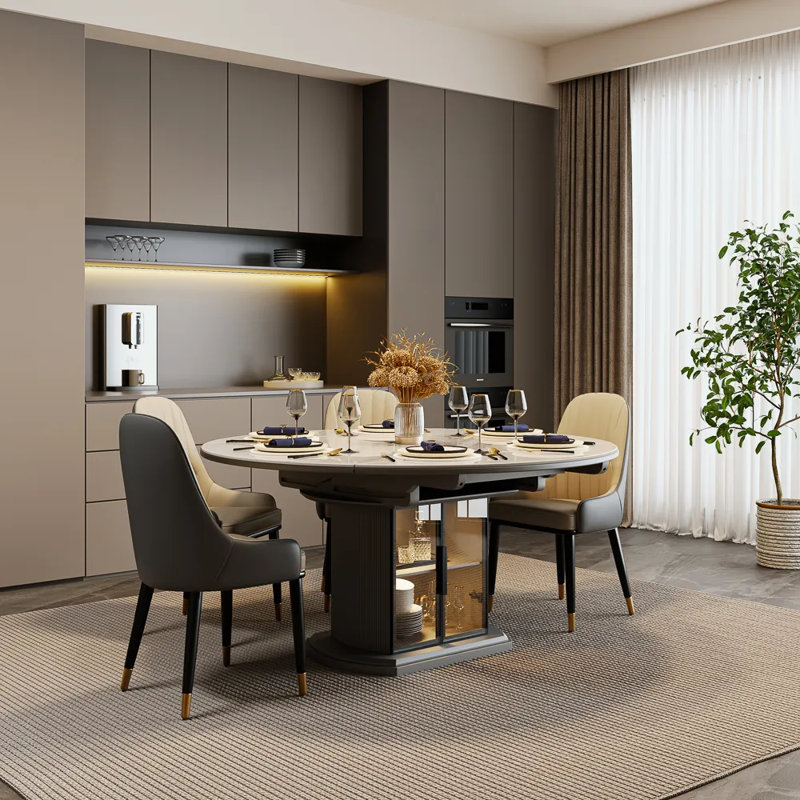 Table de salle à manger extensible moderne pour 6 personnes, H 29,50 po x L 59,05 po x l 59,05 po
