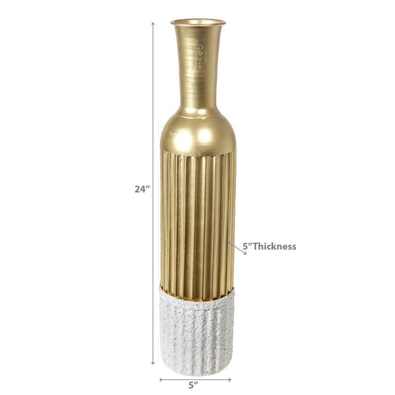Vase de plancher en métal, H 24 po x l 5 po x P 5 po