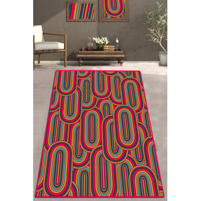 Premium Non-Slip Area Rug, 3.3 x 5.9 ft, 100% Polyester, 0.16 in Pile Height | Antibacterial, Machine Washable, Felt Dot Underside | Perfect for Living Room & Bedroom, Soft & Durable Design