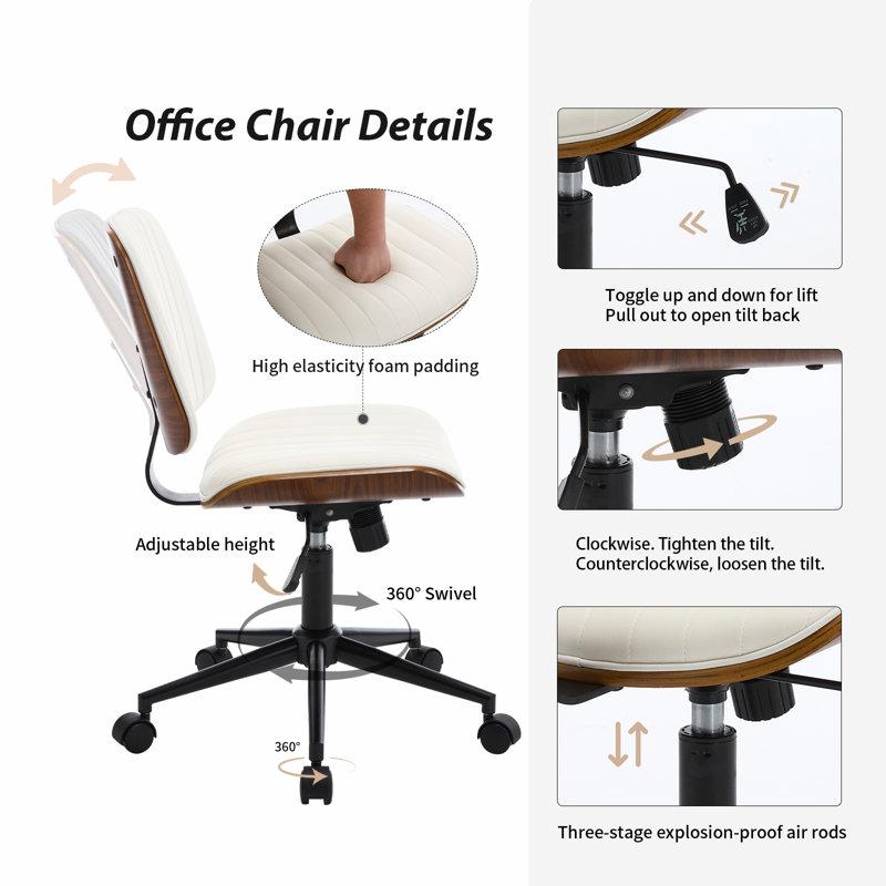 Chaise de bureau Mid-Century, Blanc