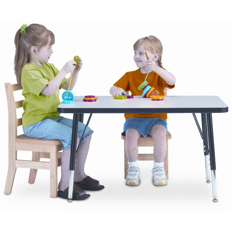 Table rectangulaire de classe KYDZ, 24" L x 48" P (Taille adulte: 24" - 31" H), Gris / Marine
